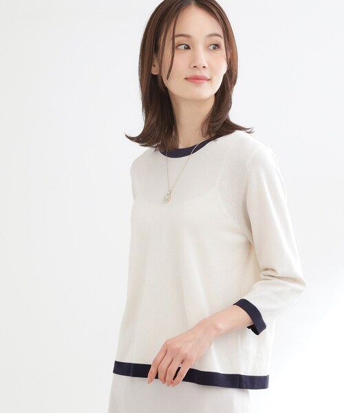 ニット セーター 「アンサンブル可」バイカラーニット レディースの画像