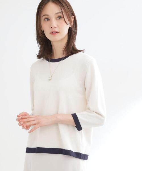 ニット セーター 「アンサンブル可」バイカラーニット レディースの画像