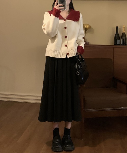 「GEMEDA」 ニットカーディガン M レッド レディース_画像7