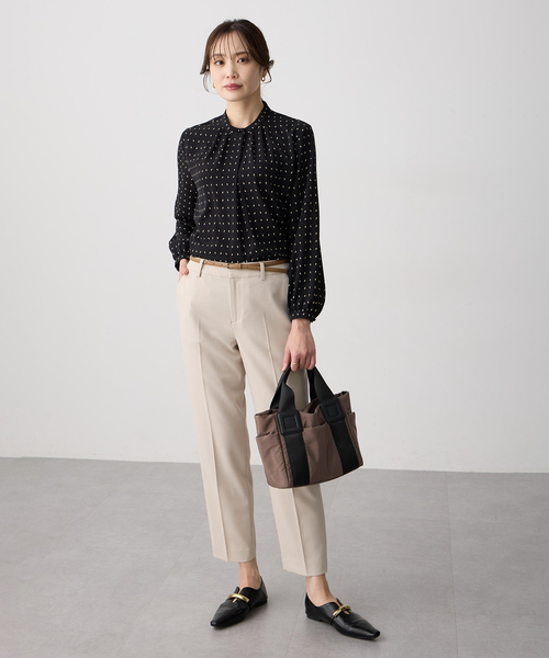 ブラウス シャツ 幾何プリントジョーゼットブラウス レディースの画像
