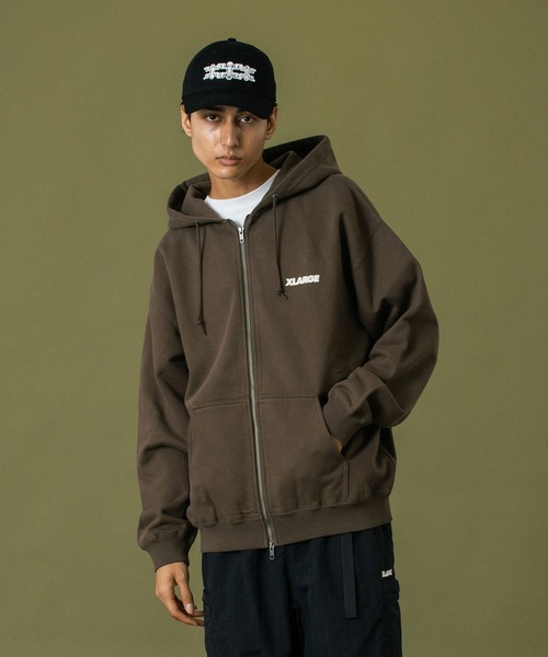 エクストララージ　XLARGE ジップパーカー　Lサイズ　ブラウン XLARGE（エクストラ ラージ） ジップアップパーカー X-LARGE ブラウン