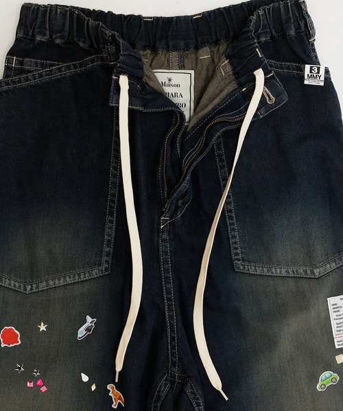 ワイドパンツ ジーンズ 「MIHARAYASUHIRO/ミハラヤスヒロ」BAKER JEANS w STICKER メンズの画像