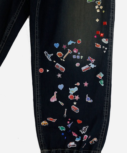 ワイドパンツ ジーンズ 「MIHARAYASUHIRO/ミハラヤスヒロ」BAKER JEANS w STICKER メンズの画像
