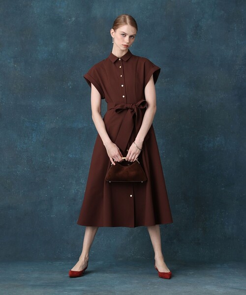 ワンピース 「LOULOU WILLOUGHBY」サッカーウエストリボンシャツワンピースの画像