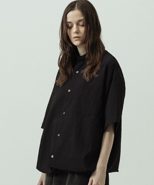 シャツ 半袖 「ZOZO限定」SLICK/スリック/Seersucker Gingham Check Drawstring Short Sleeve Shirt/シアサッカーギンガムチェックドローストリングショー… | SLICK | 05