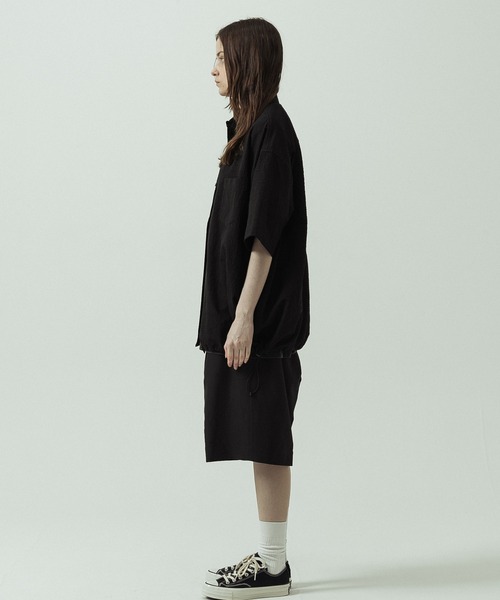 シャツ 半袖 「ZOZO限定」SLICK/スリック/Seersucker Gingham Check Drawstring Short Sleeve Shirt/シアサッカーギンガムチェックドローストリングショー… | SLICK | 21
