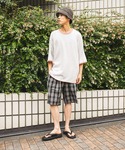 ワイドパンツ パンツ サッカーチェックショート...の詳細画像2