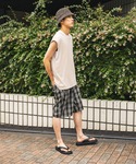ワイドパンツ パンツ サッカーチェックショート...の詳細画像1