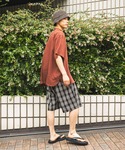 ワイドパンツ パンツ サッカーチェックショート...の詳細画像4