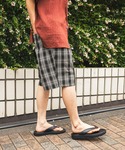 ワイドパンツ パンツ サッカーチェックショート...の詳細画像5