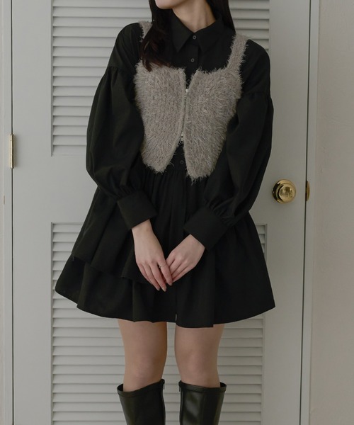 「Ambre Neige」 長袖ワンピース FREE ライトブルー レディース_画像9