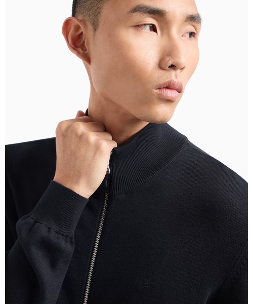 セーター ニット 「A|X アルマーニ エクスチェンジ」A|Xロゴ ジップアップニット メンズ