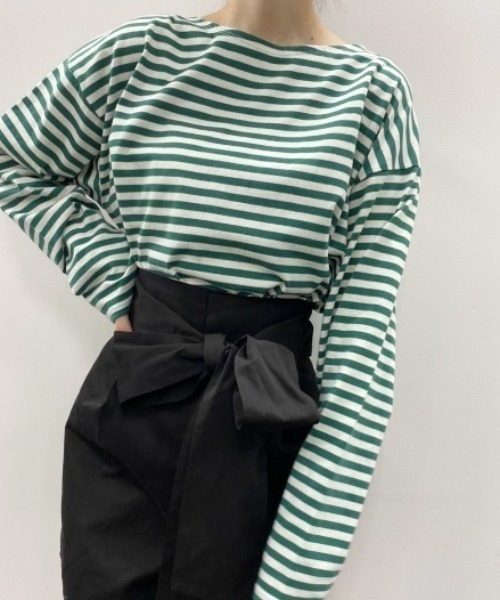 tシャツ Tシャツ ルーズなシルエットでこなれ感を。ゆったりボーダーロンT | one after another NICE CLAUP | 01