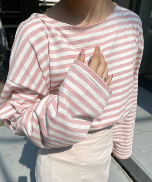 tシャツ Tシャツ ルーズなシルエットでこなれ感を。ゆったりボーダーロンT | one after another NICE CLAUP | 18