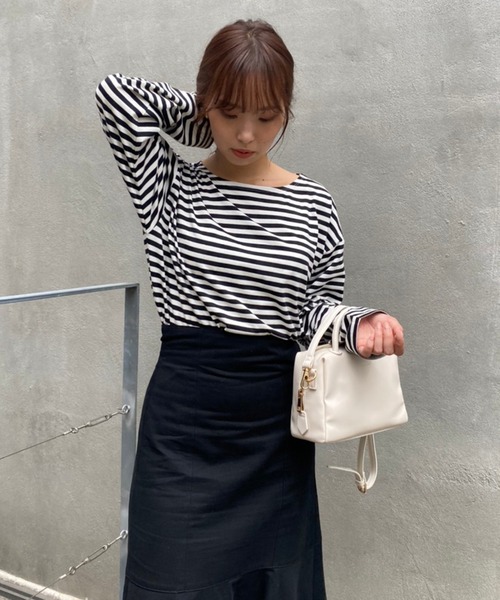 tシャツ Tシャツ ルーズなシルエットでこなれ感を。ゆったりボーダーロンT | one after another NICE CLAUP | 09