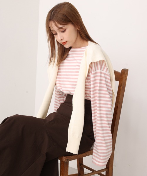 tシャツ Tシャツ ルーズなシルエットでこなれ感を。ゆったりボーダーロンT | one after another NICE CLAUP | 13