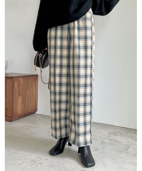 EY B. SMALL チェック柄スラックス 50 スラックス メンズ ビジネススラックス ストレッチパンツ 紳士パンツ