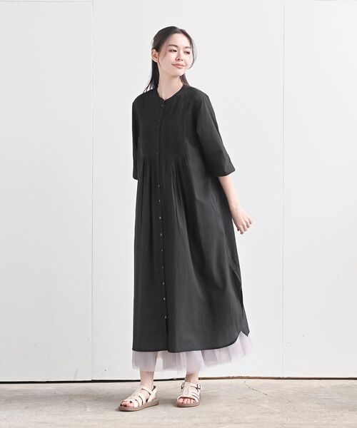 RRL RalphLauren シャツワンピース　ドット　バンドカラー 美品✨ポロラルフローレン ベルト ドット オープンカラー ロング