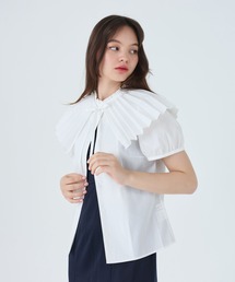 TINA：JOJUN（ティーナジョジュン） ブラウス シャツ 半袖 2WAY 付け襟 