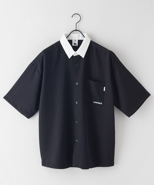 ★美品 CORNFLAKE レッド ブラック シャツ カジュアル L TOWN CRAFT / 50S W-FLAP LOOP COLLAR SHIRTS