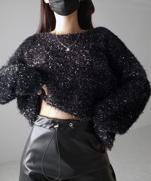 me+em select ニット セーター 「 2color 」ラメシャギー