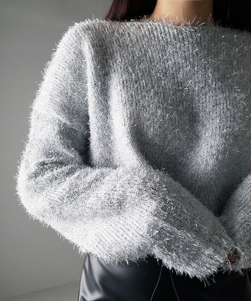 ★i ドゥロワー シルク モヘア ニット セーター スパンコール ラメ 黒 ☆i ドゥロワー シルク モヘア ニット セーター スパンコール ラメ 黒