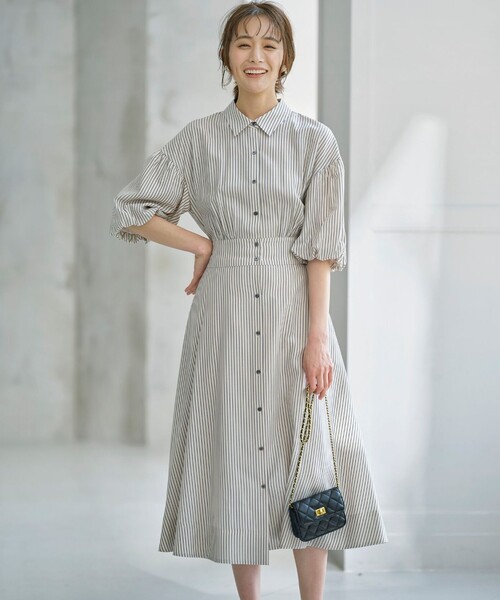 組曲 ワンピース 「WEB限定カラーあり」ボリュームスリーブシャツ  