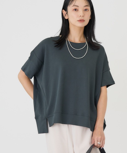 tシャツ a.n.l 素材切替えプルオーバー レディース Aletta vita トップス プルオーバー Tシャツ 袖タック 異素材