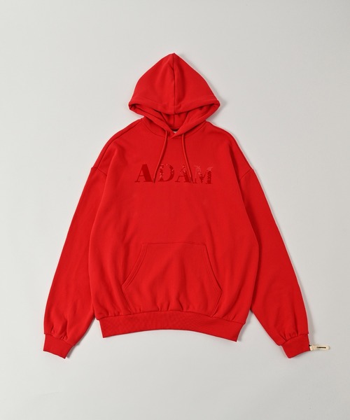 パーカー 「ADAMPATEK/アダムパテック」doubleside logo hoodie / 両面ロゴクラッシュフロッキープルパーカー レディース ADAM PATEK パーカー 「ADAMPATEK/アダムパテック」doubleside