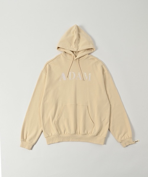 パーカー 「ADAMPATEK/アダムパテック」doubleside logo hoodie / 両面ロゴクラッシュフロッキープルパーカー レディース
