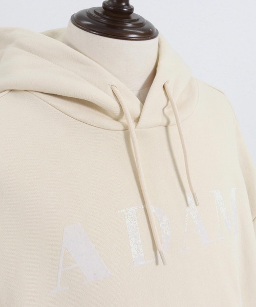 パーカー 「ADAMPATEK/アダムパテック」doubleside logo hoodie / 両面ロゴクラッシュフロッキープルパーカー レディース ADAM PATEK パーカー 「ADAMPATEK/アダムパテック」doubleside