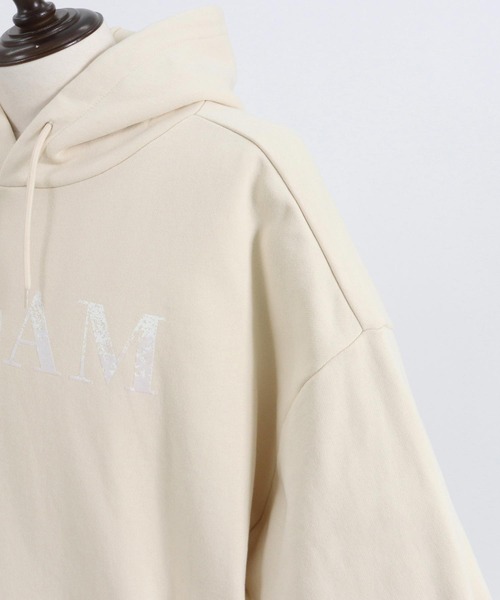 パーカー 「ADAMPATEK/アダムパテック」doubleside logo hoodie / 両面ロゴクラッシュフロッキープルパーカー レディース ADAM PATEK パーカー 「ADAMPATEK/アダムパテック」doubleside