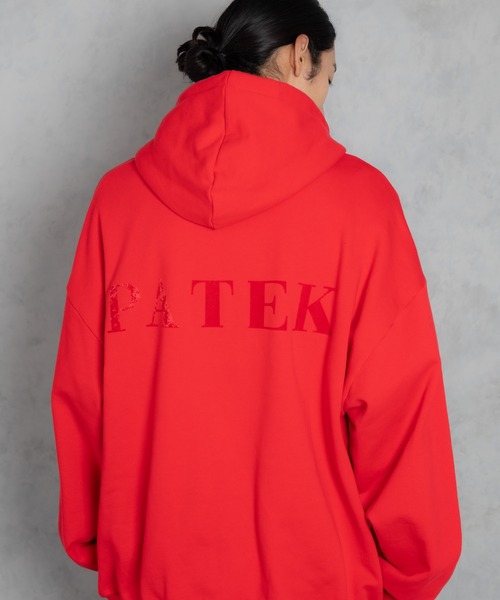 パーカー 「ADAMPATEK/アダムパテック」doubleside logo hoodie / 両面ロゴクラッシュフロッキープルパーカー レディース ADAM PATEK パーカー 「ADAMPATEK/アダムパテック」doubleside