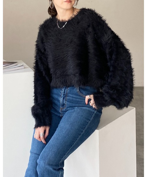 She's Closet ニット セーター ボリュームスリーブショート丈