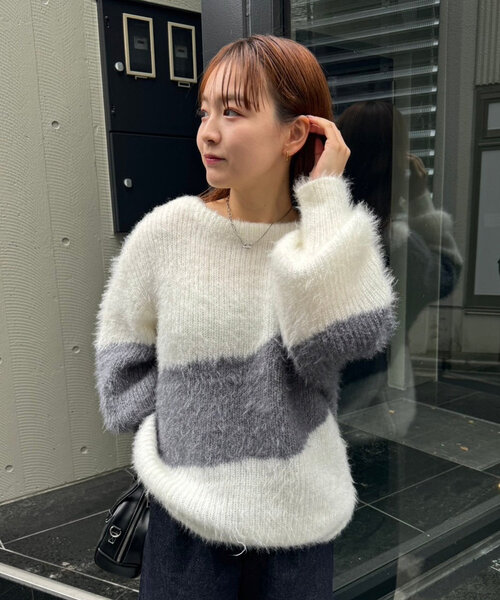 mystic ニット セーター シャイニーバイカラーニット レディース