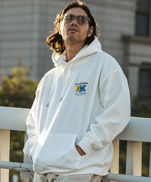 Mark Gonzales オリジナルアート パーカー L ホワイトスケーター Mark Gonzales（マークゴンザレス） パーカー 「WEB・直営店限定」MARK
