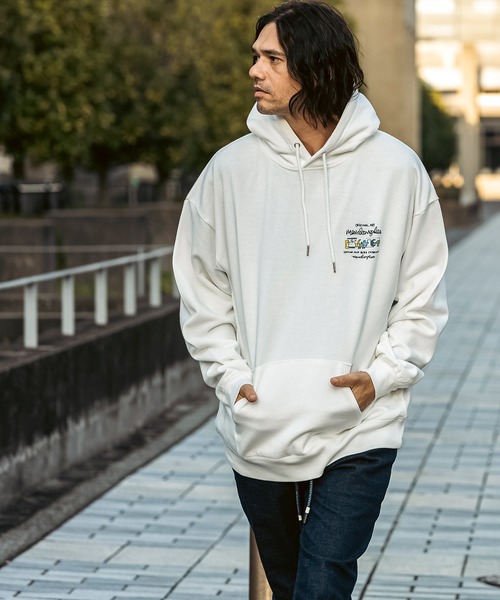 Mark Gonzales オリジナルアート パーカー L ホワイトスケーター Mark Gonzales（マークゴンザレス） パーカー 「WEB・直営店限定」MARK