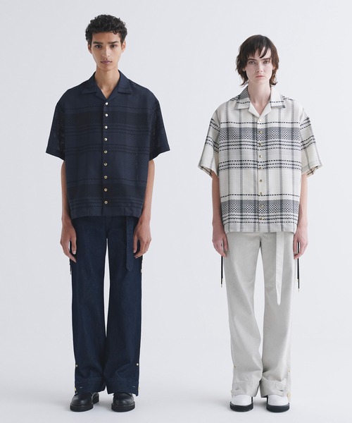 CULLNI コート ジャケット Sheer Tile Check Drawstring Open