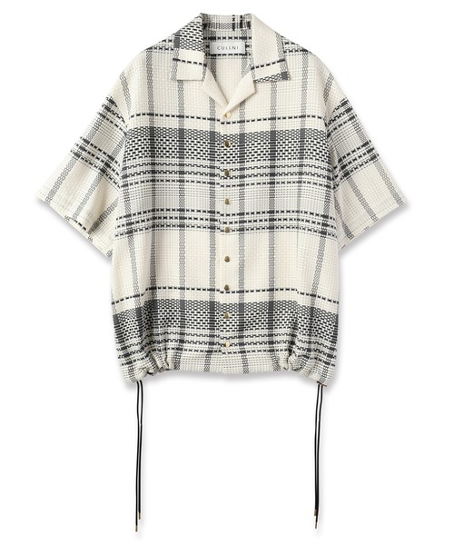 CULLNI コート ジャケット Sheer Tile Check Drawstring Open