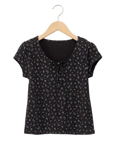tシャツ フレンチパフスリーブ花柄カットソー レディース