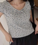 tシャツ フレンチパフスリーブ花柄カットソー ...の詳細画像2