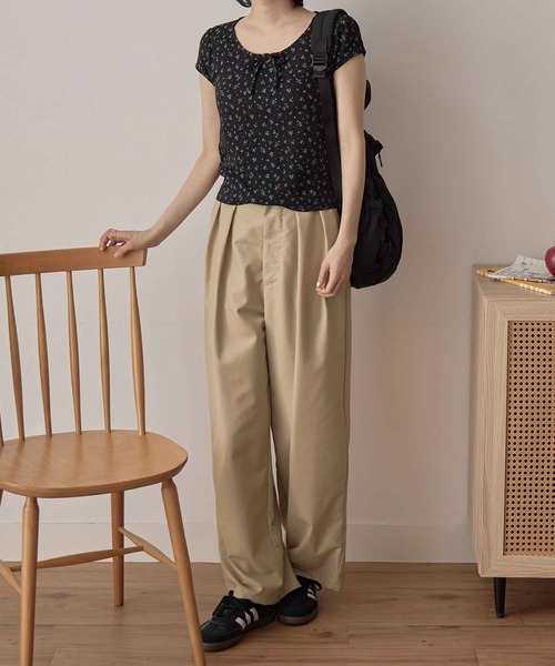 tシャツ フレンチパフスリーブ花柄カットソー レディース : ZOZOTOWN