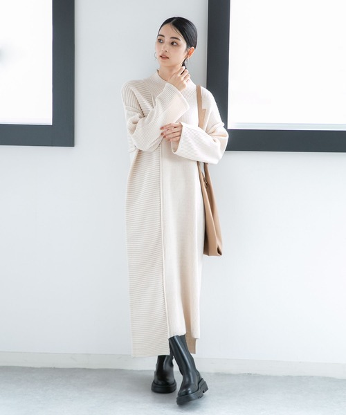 「NANO universe」 ニットワンピース FREE グリーン レディース_画像2