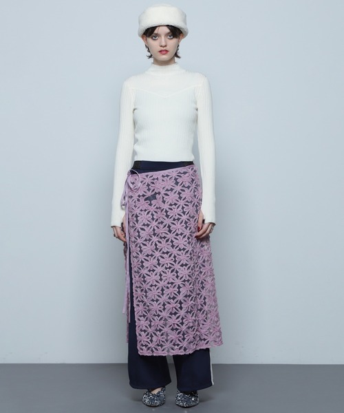 ピンク レースストライプ ラップスカート ROSE BUD スカート レースラップスカート : ZOZOTOWN Yahoo!店
