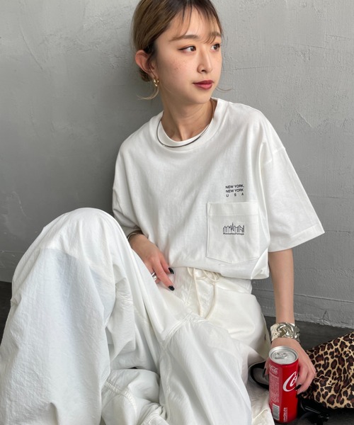 tシャツ 「MANHATTAN PORTAGE/マンハッタンポーテージ」 スカイラインロゴ ショートスリーブポケットTシャツ レディース メンズ