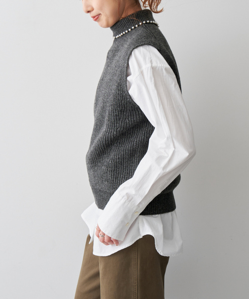 Spick & Span」 ニットベスト FREE グレー レディース コットンシルク