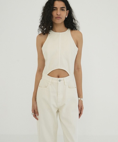 CLANE サイズ1 オールインワン　ホワイト CLANE（クラネ） オールインワン WAIST OPEN DENIM ALL IN ONE