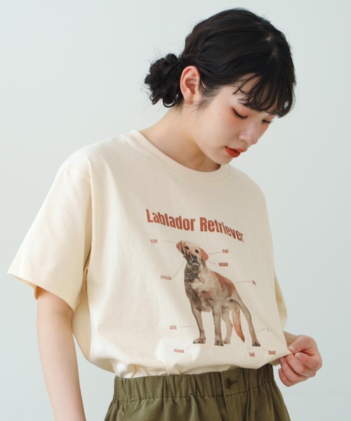 eLur（エラー） tシャツ 半袖 ドッグプリントTシャツ レディース