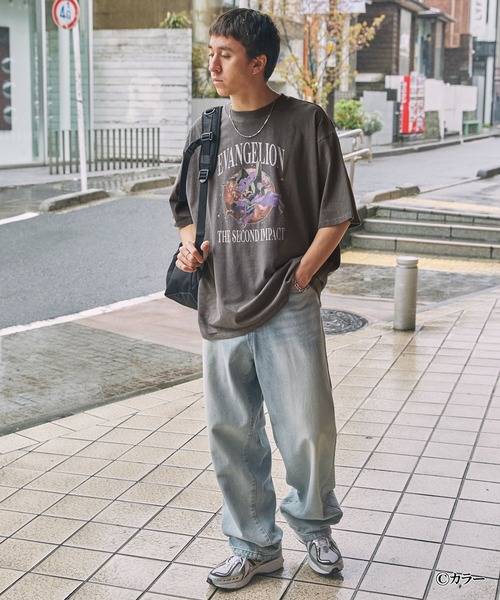 【新品】エヴァンゲリオン Tシャツ ヴィンテージ加工 グラフィック刺繍 Lサイズ セール】【EVANGELION】別注 エヴァンゲリオン ヴィンテージ加工