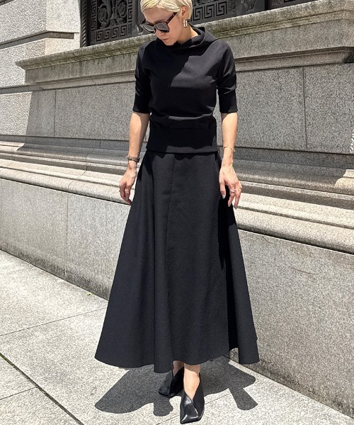 スカート エアリーニットフレアスカート「UVカット・マシン